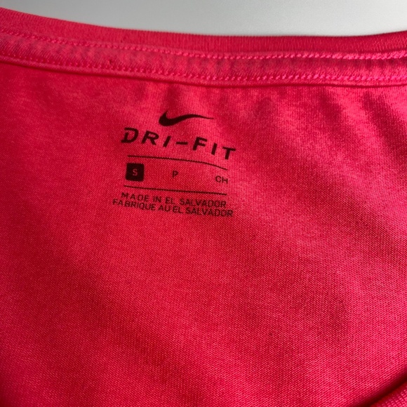 Womens Neon Pink Nike Dri-Fit Running Training Gym Workout Short Sleeve Shirt - Picture 7 of 11